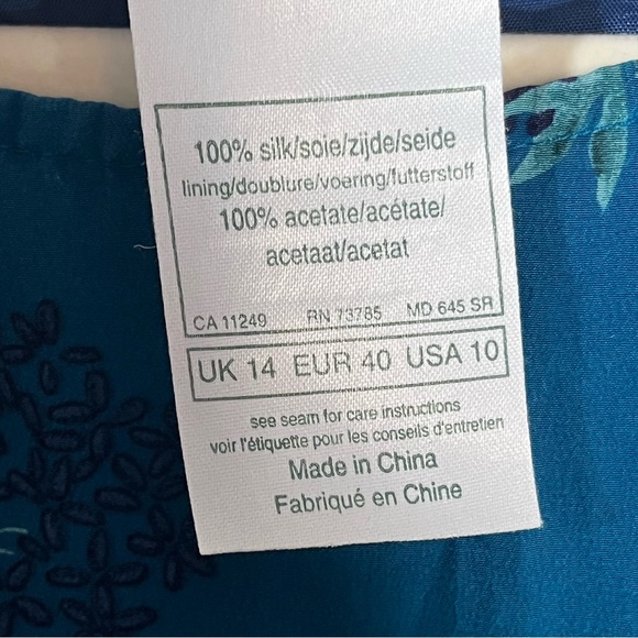 Vintage 90s Laura Ashley Teal Floral Silk Maxi Dress Lined UK14 US10 - Picture 9 of 9